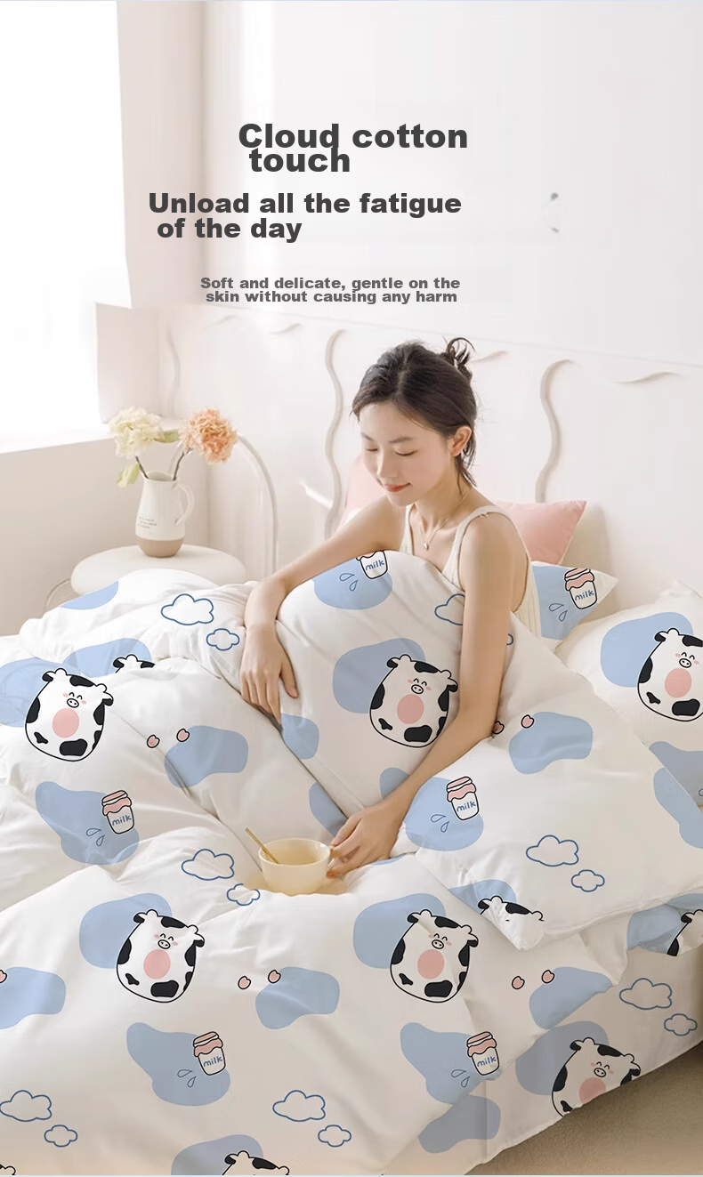 CHUYISHENG Disposable Bedding Set with Cotton Feel Bedsheet, Duvet Cover, And Four Pieces Thickened Hygienic Hotel Bedding Set for Travel 7
