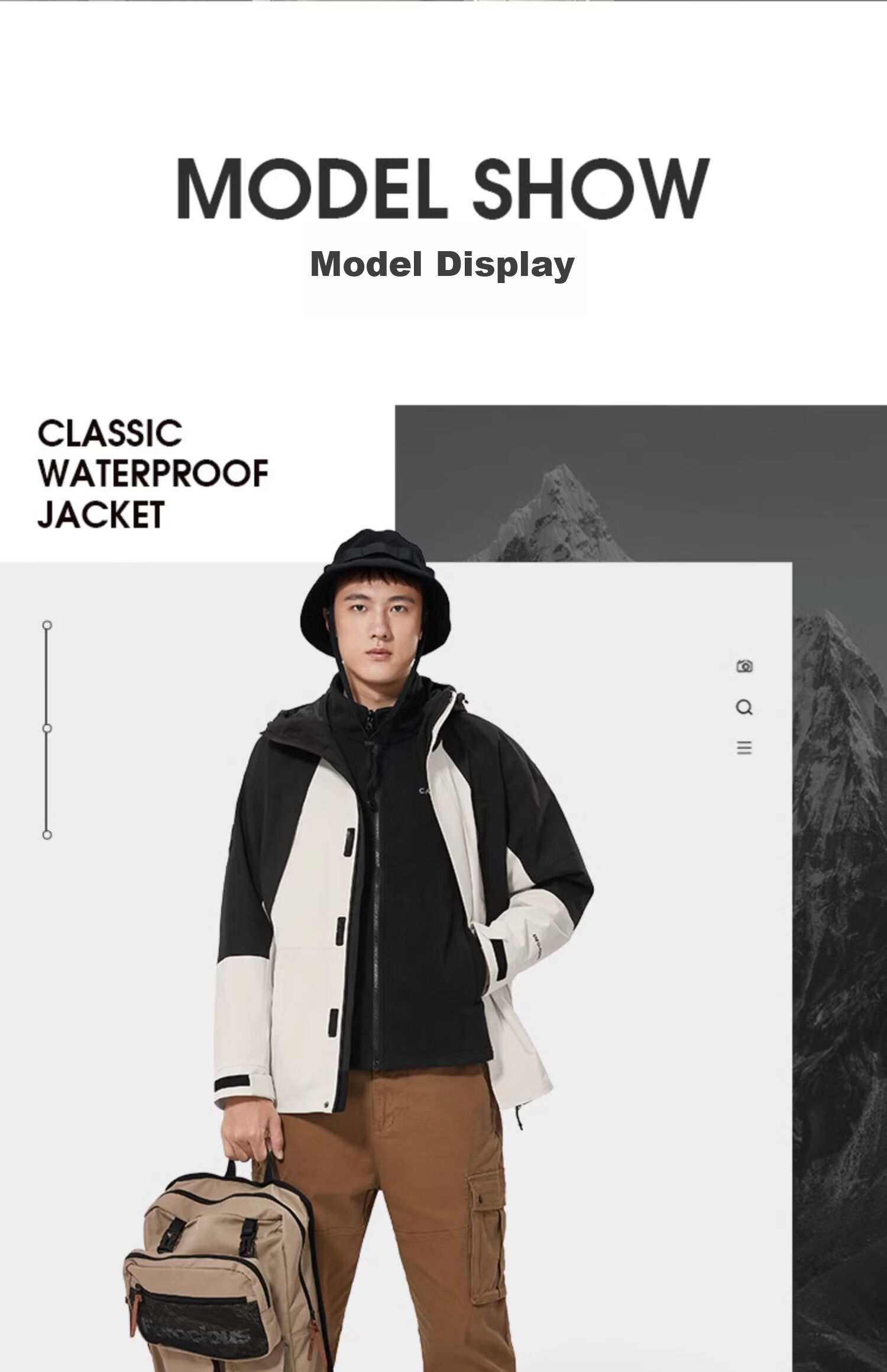 CAMEL Panda Series Three-In Waterproof Jacket for Women, Windproof, Water-Resistant, And Oil-Proof Color Block Coat AA1226a5452 30