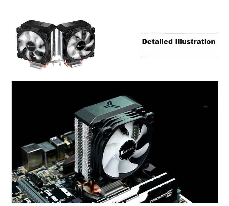 JONSBO CR-1200E Tower CPU Cooler (RGB Lighting Effects, 2 Heat Pipes, 9cm Fan, Multi-Platform Support, Thermal Paste Included) 14