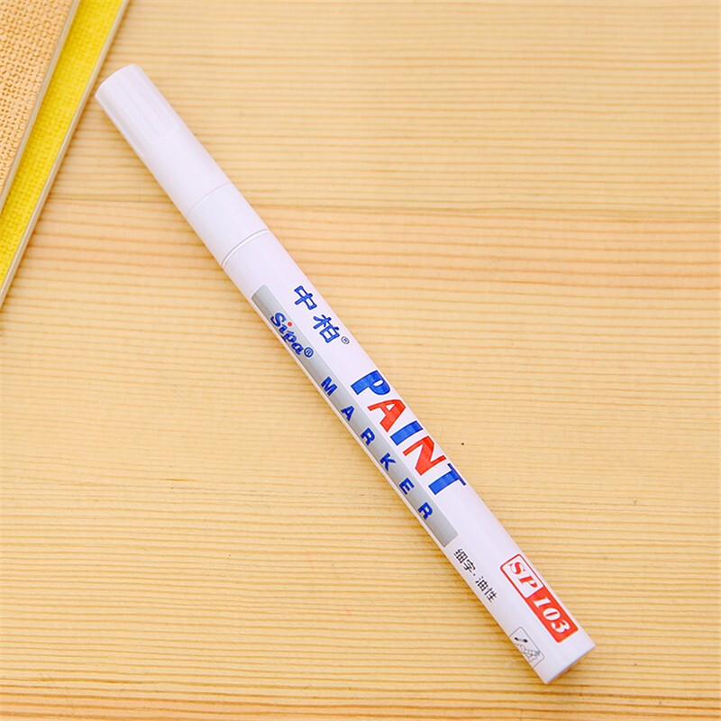 中柏103白色细字小头油漆笔记号涂鸦diy补漆签笔12支盒
