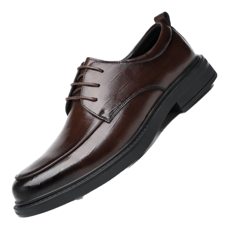 CARTELO Plaid Men's Leather Shoes, Durable Soft Cowhide Casual Leather Shoes for Men, Business Round Toe Thick-Soled Men's Shoes 9672, Brown, Size 39