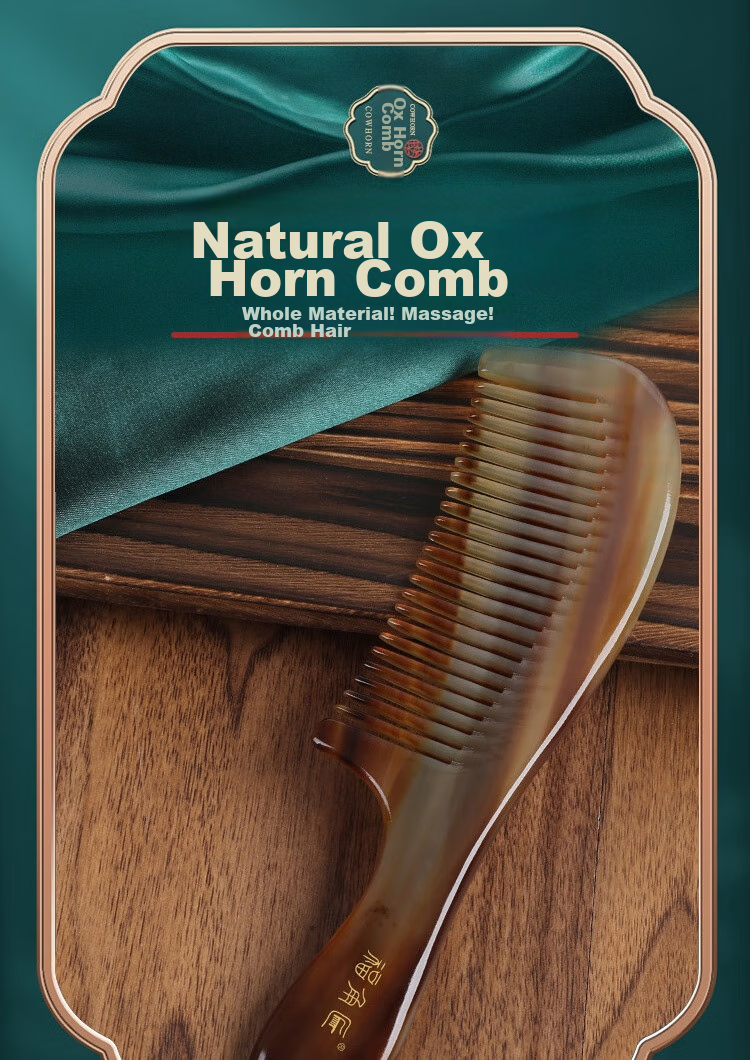 Fujiaojiang Thickened Massage Natural Yak Horn Comb, Birthday Gift for Women, Valentine's Day Present, Mid-Autumn Festival Gift, Practical Gift Box for Girlfriend, Wife, Mother, Elders And Seniors 2