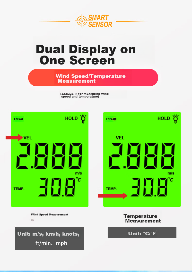Xima AS8336 Anemometer, Handheld Digital Wind Speed Meter, Wind Speed Measuring Instrument 7