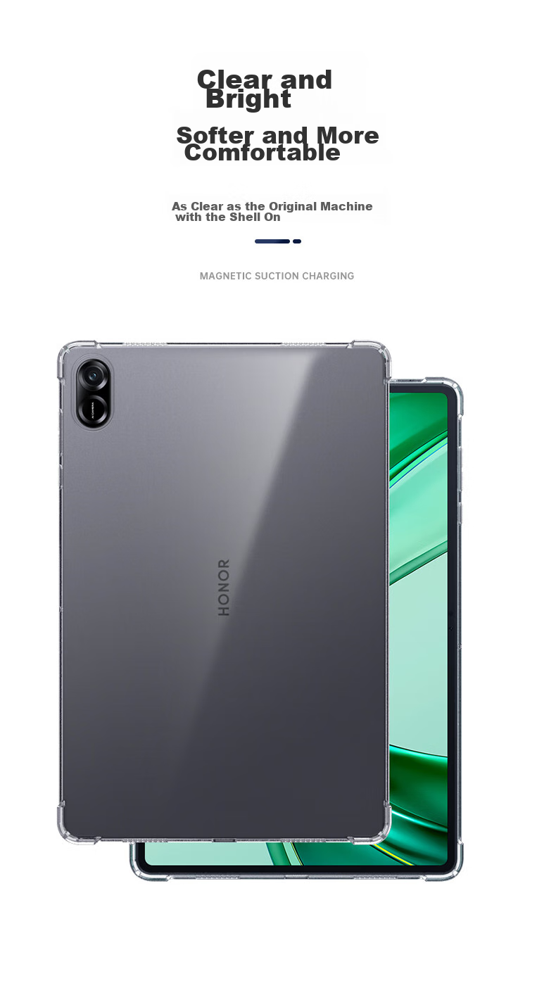 BIAZE Compatible with Honor X10 Pro/X9 Pro 2026/25 Protective Case, Honor Tablet 11.5-Inch, Shockproof TPU Corner Protection Cover PB563-Transparent White 7