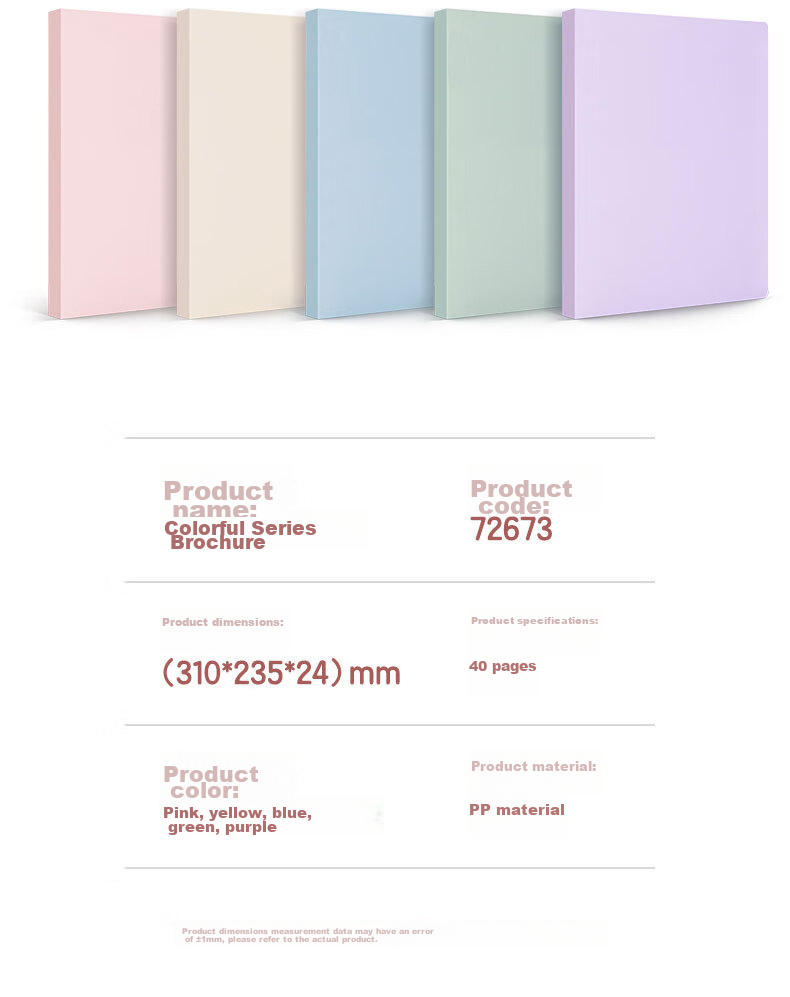 Deli A4/40-Page Morandi Color Document Folder, File Folder for Certificates And Awards Collection, Prenatal Checkup Report Organizer, Sheet Music Folder, Random Color, Deli Office Supplies 14