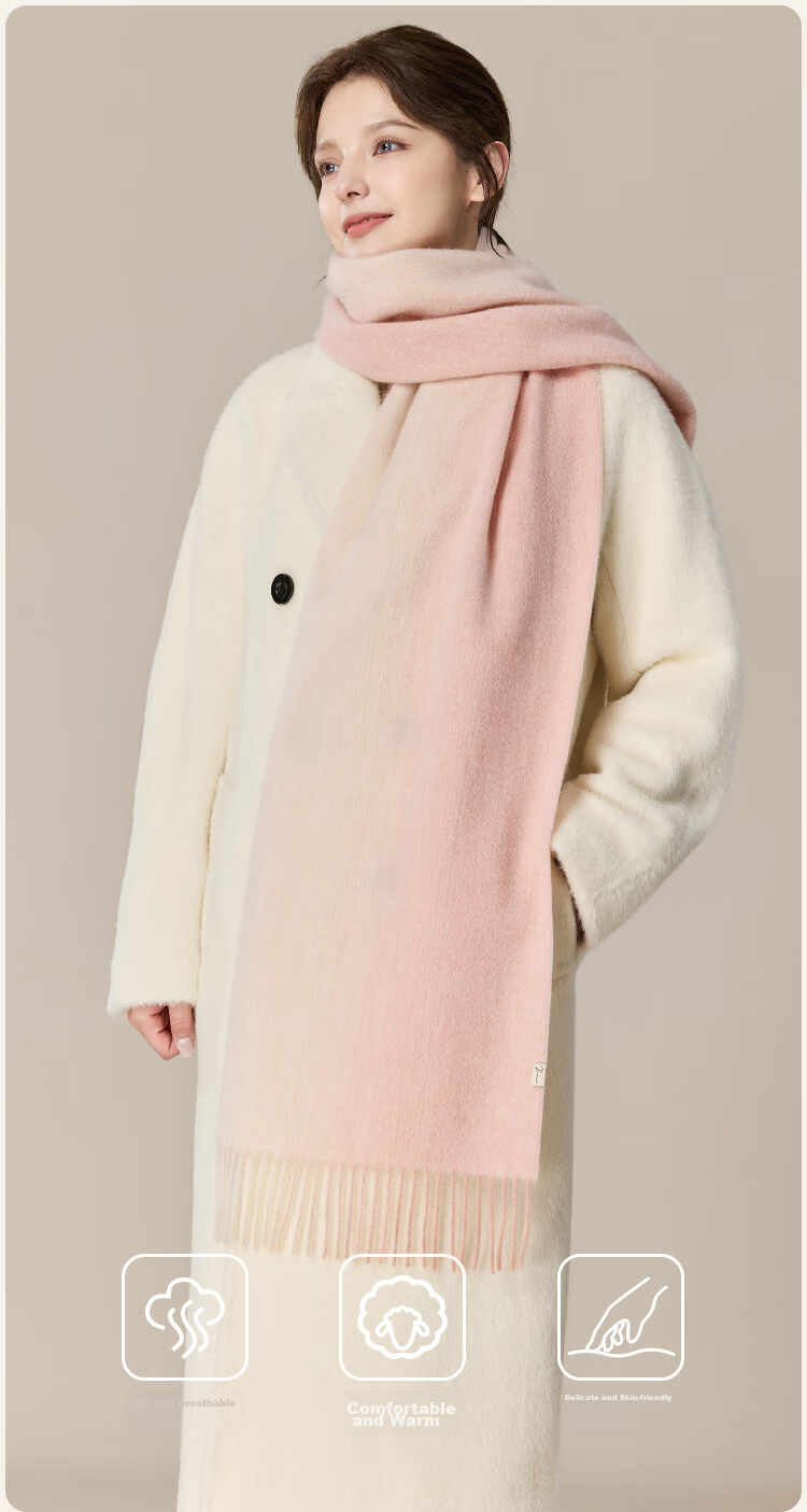 JIUMU Pure Wool Scarf for Women, Autumn And Winter Neck Warmer, Ladies' Warm Shawl, Gift for Girls on National Day Or Birthday, Comes with Gift Bag 8