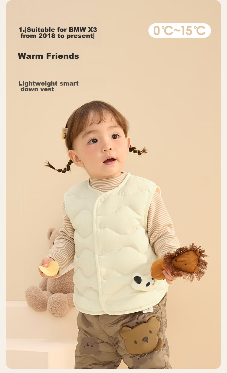 BALABALA Children's Clothing, Baby Vest for Outdoor Wear, Winter Outfit, Infant Clothes, Waistcoat, down Jacket, Lightweight, Cute, for Boys And Girls, Kids 2