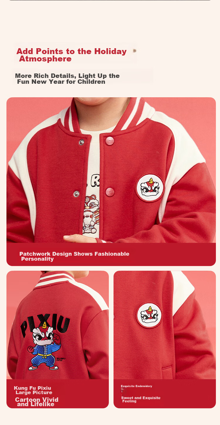 BALABALA Boys' Clothing Set, Children's Baseball Uniform Two-Piece Spring And Winter Outfit, Embroidered Casual Fleece-Lined Trendy Cool 6