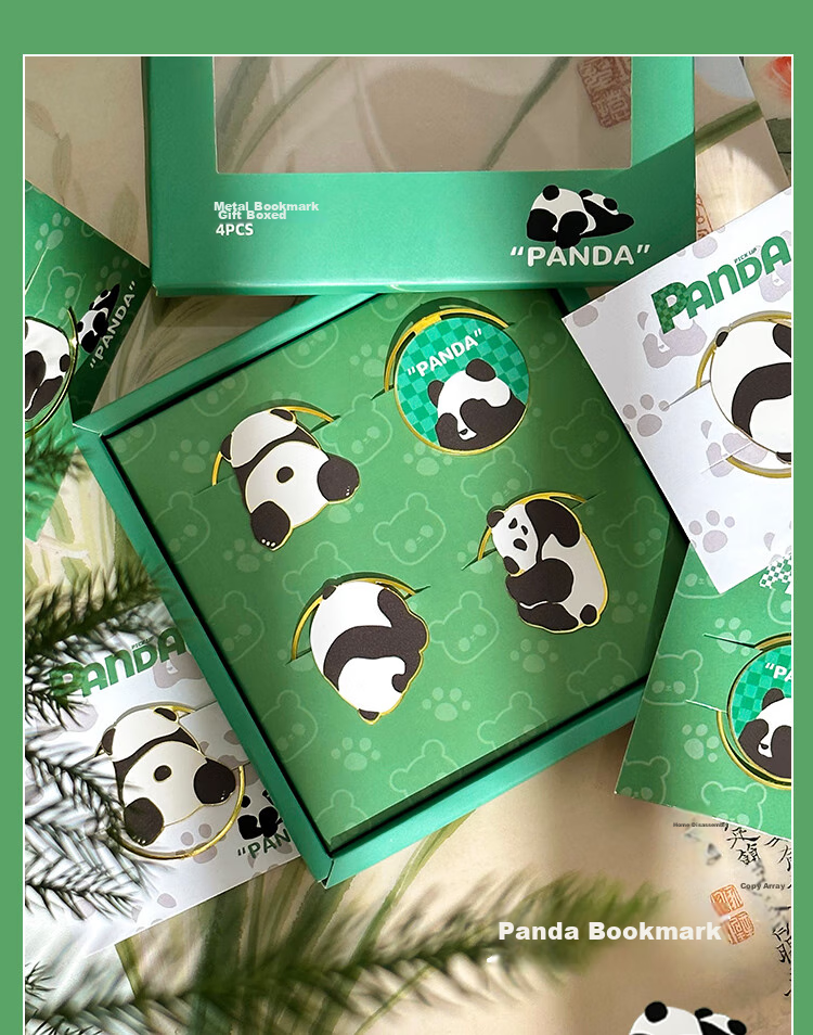 Sannianerban [Teacher's Day Gift/Almost] Bookmark Gift Box, Cute Panda Design, Metal Material, Student Stationery, Creative Gift, Holiday Present, Birthday Gift, Prize 1