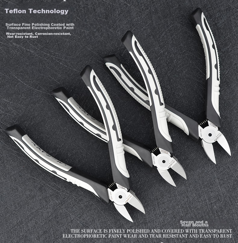 JERXUN 6-Inch Diagonal Cutting Pliers, Side-Cutting Pliers, Flat-Nose Pliers, Diagonal Wire Cutters, Electrician's Electronic Model Pliers 6