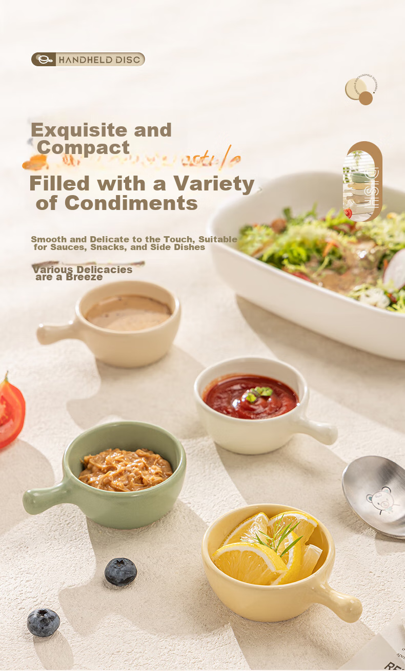 Guangyi Ceramic Four-Color Dipping Sauce Plates, Soy Sauce Dishes, Seasoning Plates, Snack Dishes, Condiment Plates, Ceramic Four-Piece Set GY7448 6