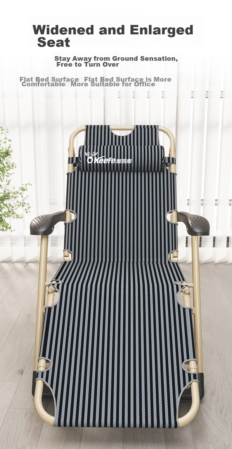 OKeefe Folding Bed Lounger, Office Nap Chair, Single Bed, Siesta Chair, Nap Bed, Accompanying Care Bed, with Reinforced Support Rod 12