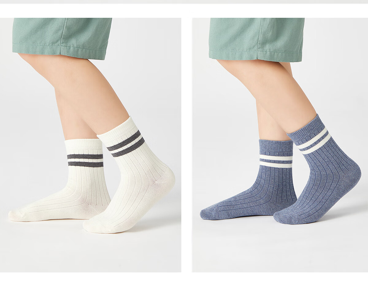Banbi Children's Socks, Autumn And Winter, for Students And Boys, Spring And Fall, Seamless Mid-Calf Cotton Socks, BB22512, Sizes 22-24 6