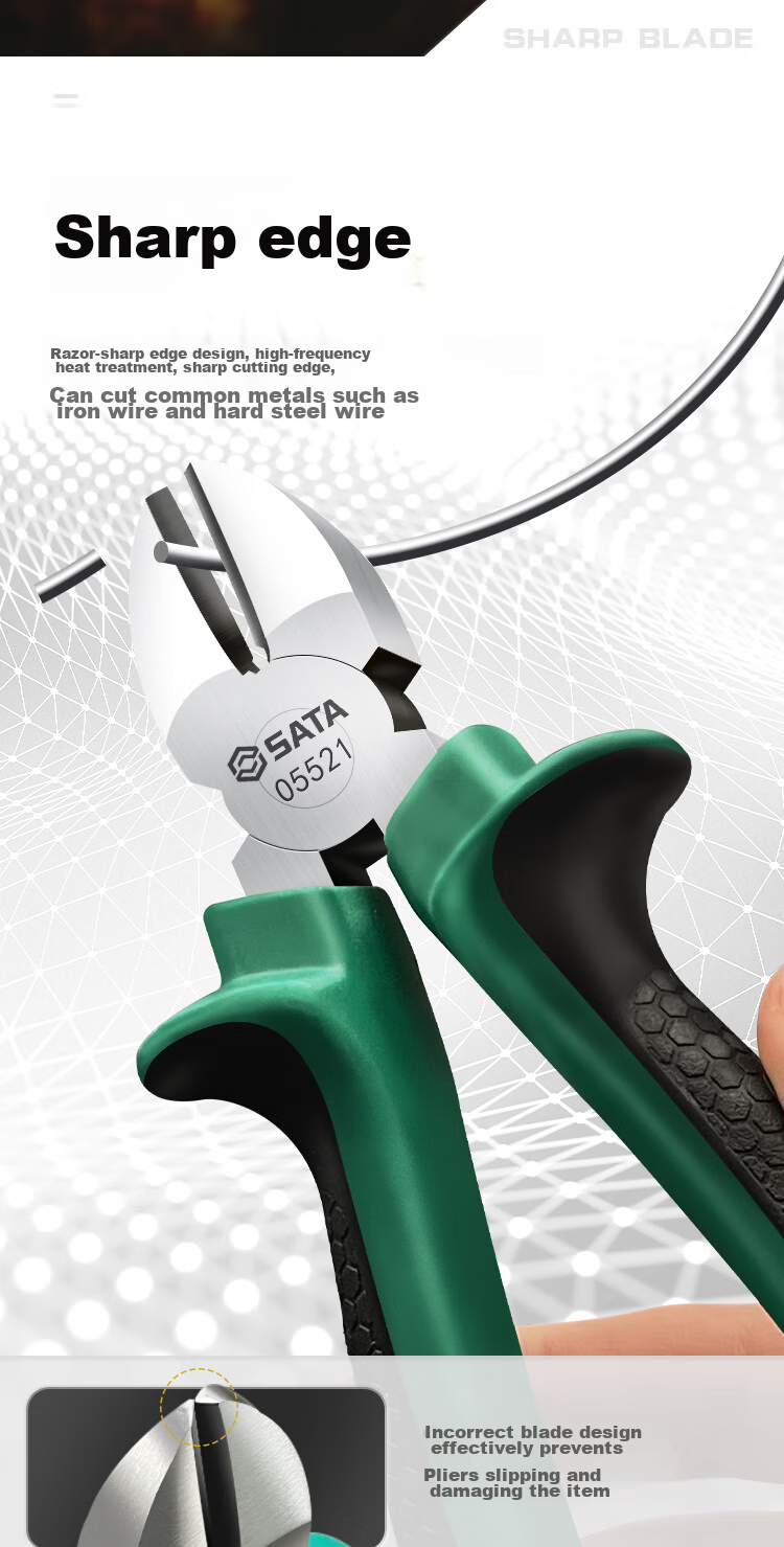 SATA Mini Diagonal Cutting Pliers 5", Small Electrician's Diagonal Pliers, Side Cutting Pliers 05522 2
