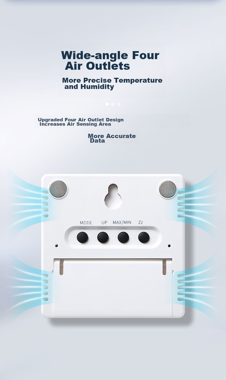 Mashi Temperature And Humidity Meter, High-Precision Color Screen Clock, Home Magnetic Wall-Mounted ABS Material Indoor Electronic Clock 9