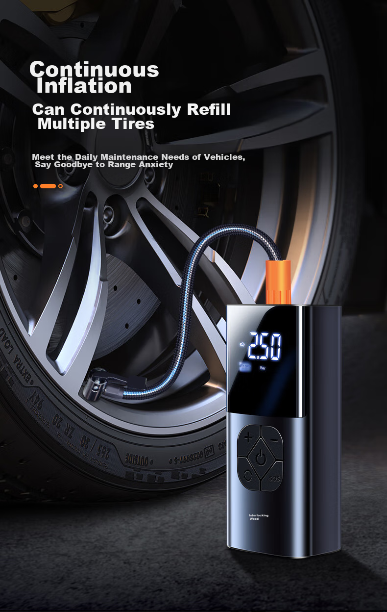 Jumu Bicycle Pump, Wireless And Wired Dual-Use, for Car And Motorcycle Tires, Inflator, Electric Vehicle-Mounted Air Pump 9