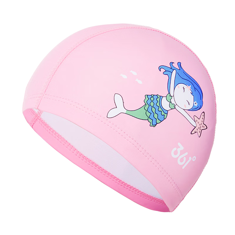361° Children's Swimming PU Cap, Sports Hat for Boys And Girls, Fashionable Cute Cartoon Waterproof Comfortable Non-Binding Swimming Cap, Pink