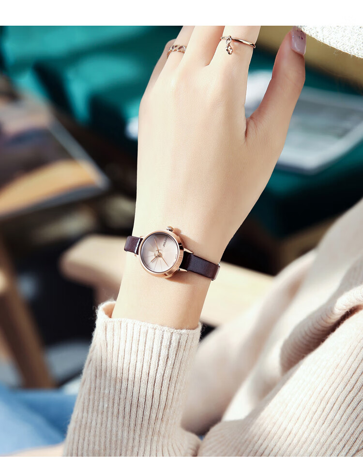 Julius Women's Watch, Korean Version, 3D Dial, Fashionable Versatile Student Waterproof Quartz Ladies Watch, Coffee Color JA-979E 5