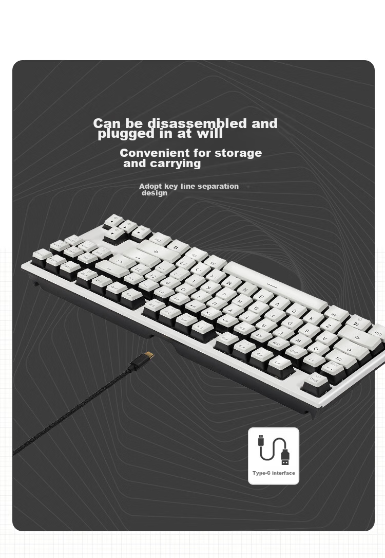Hyeku X3Pro 87-Key Wireless Bluetooth Tri-Mode Mechanical Keyboard Hot-Swappable Sound-Absorbing Cotton PBT Keycaps with Clip-On Palm Rest Peach Soda BOX Sky Blue Switches 12