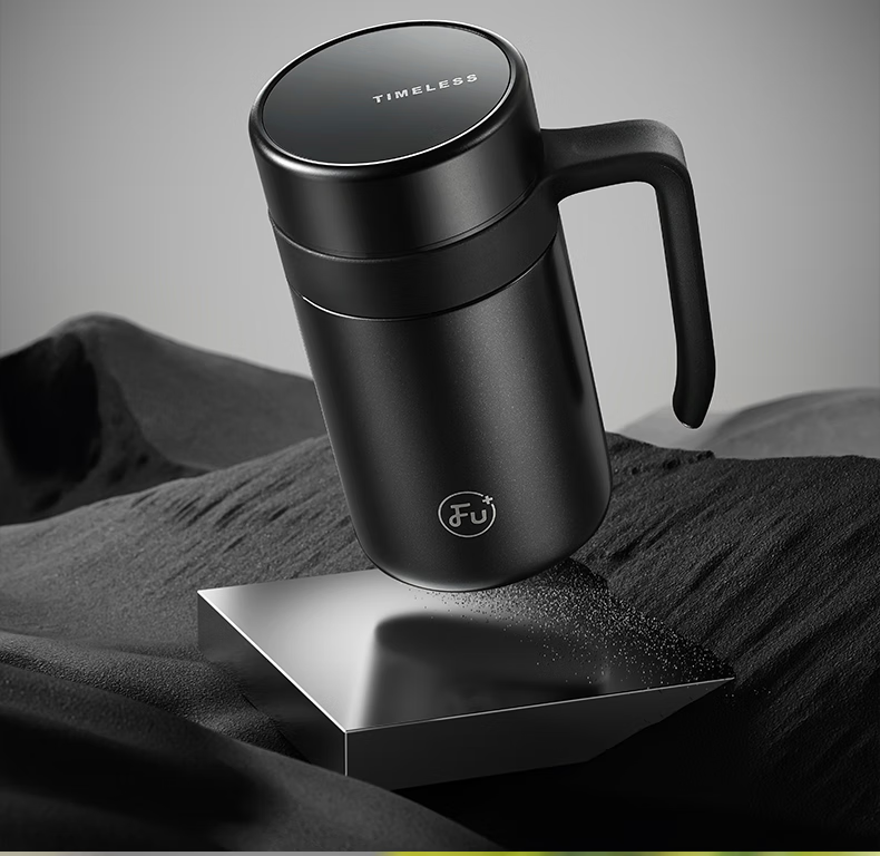 FU Insulated Tumbler for Men 316 Stainless Steel Water Bottle Tea Separator Office Cup with Handle Tea Brewing Cup Business Gift 2