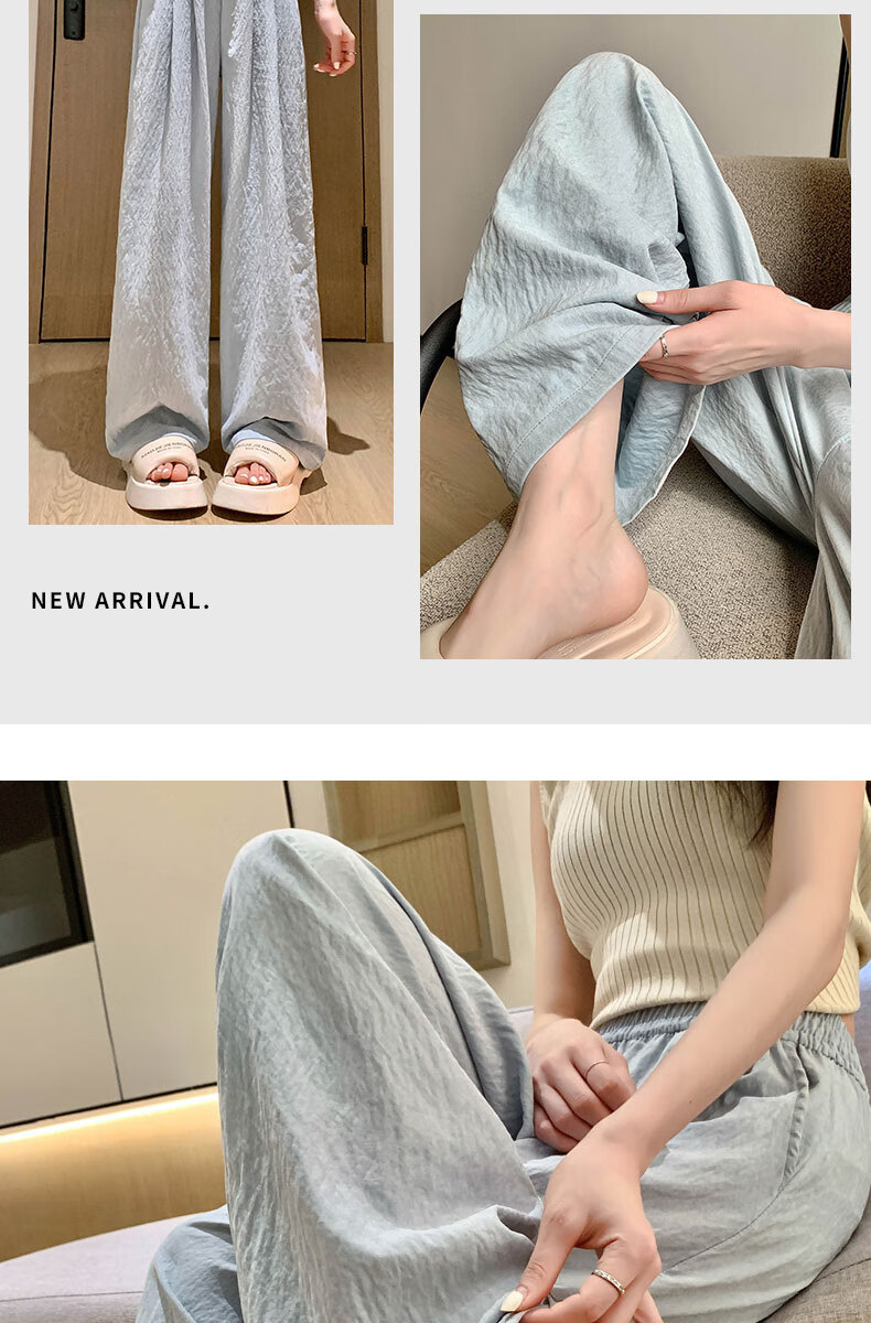 LangSha Lazy Style High Waist Loose Fit Floor-Length Pants for Women Spring and Summer Casual Wide Leg Pants 12