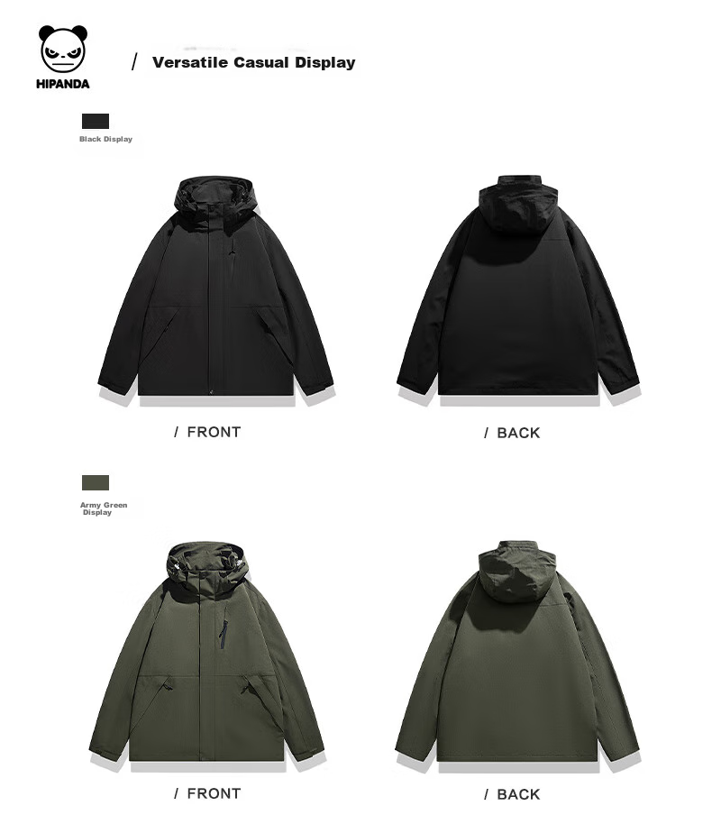 HIPANDA Hello Panda Jacket for Men And Women, 2026 Hooded Jacket, Couple's Outfit, Outdoor Hiking Wear, Army Green, Size M 22