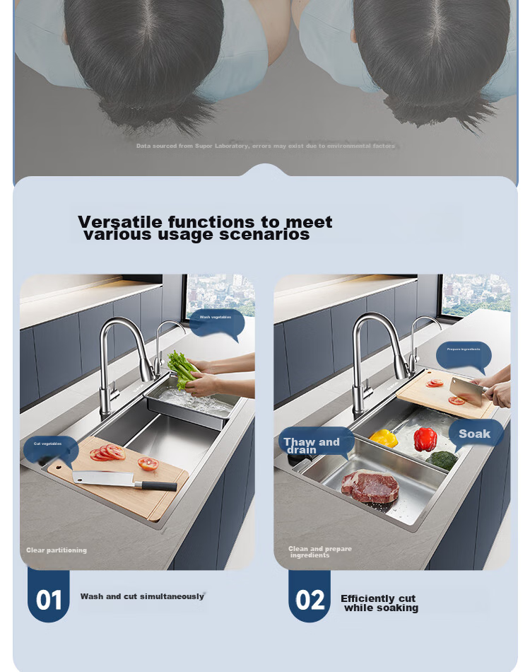 SUPOR 304 Stainless Steel Single Bar Large Single Groove Sink, Kitchen Washbasin for Washing Hands And Vegetables 14