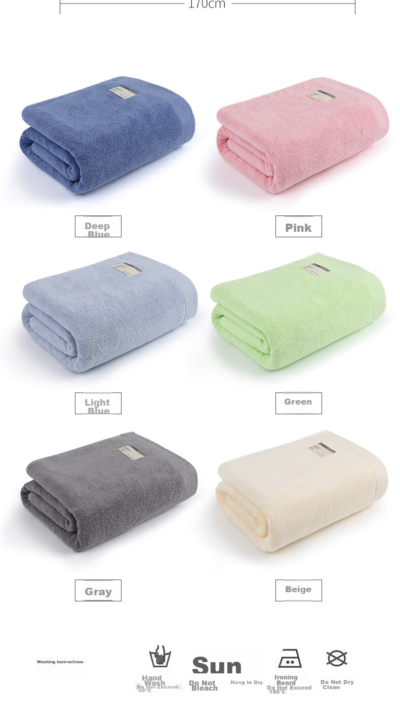 Grace 5A Antibacterial Pure Cotton Bath Towel, Extra Large And Thick, 650g, for Men And Women, Absorbent Quick-Drying Wrap Towel, 170*90cm, Sports 15
