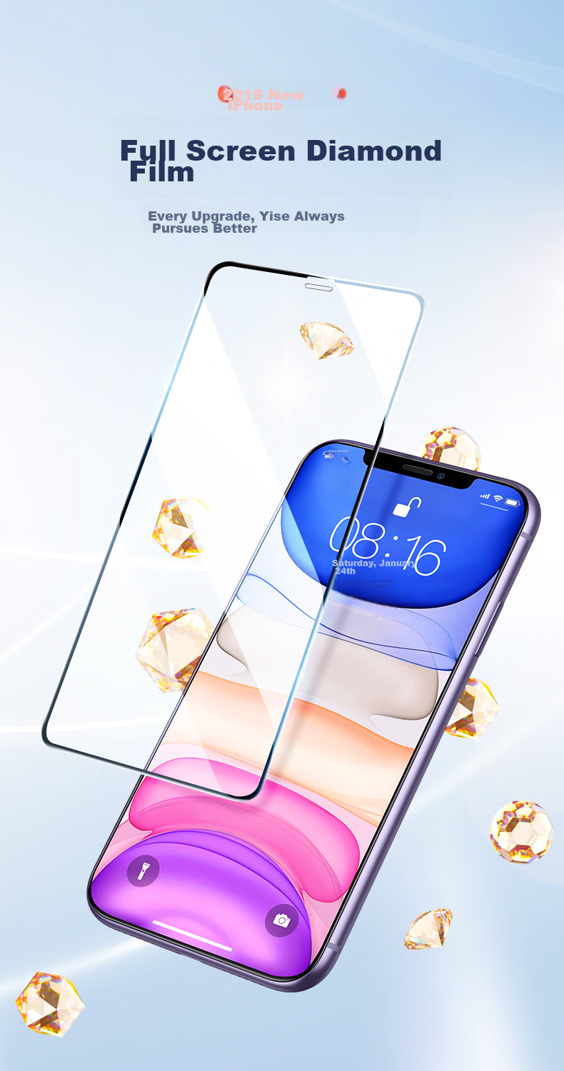 ESR Tempered Glass Screen Protector for IPhone 11/XR, Full Coverage High Definition Anti-Drop Anti-Fingerprint Diamond Glass Soft Edge Front Protective Film for IPhone 11/XR 1