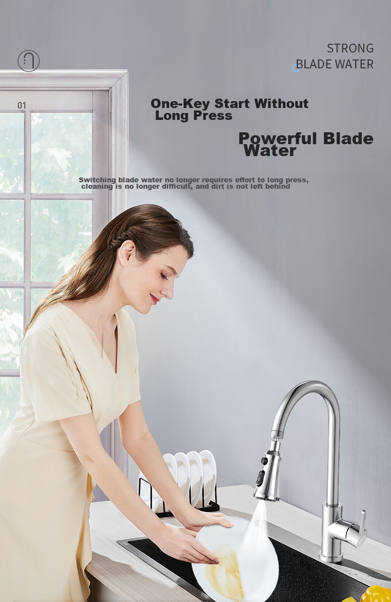 ARROW Faucet Extender Aerator, 360-Degree Rotating Anti-Splash Kitchen Sink Three-Outlet Extender 4