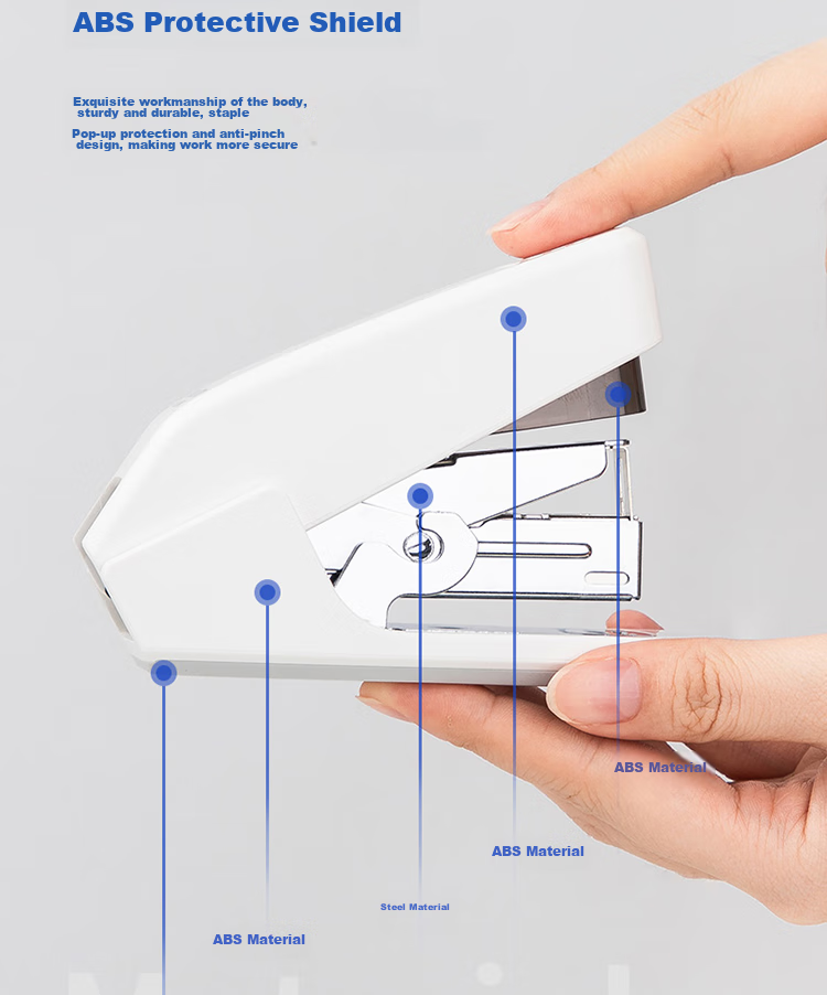 Deli Single-Button Push-Button Stapler Compatible with #12 Staples, Holds 50 Staples, White 0466 (Staples Not Included) 2