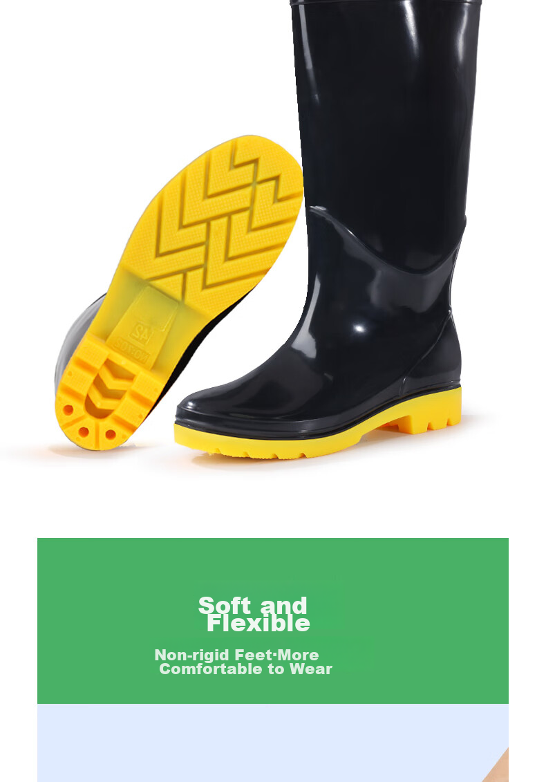 Lanoudun Men's Tall Waterproof Rain Boots, Outdoor Wear-Resistant Rubber Shoes, Non-Slip Rain Boots, Overshoes YX1007 Size 42 10