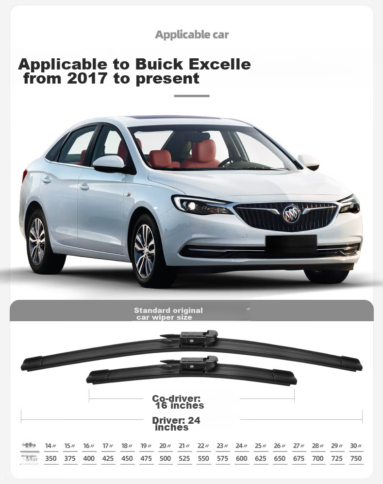 Deyun Buick Excelle Windshield Wipers (2017-2022 Models), Wiper Blades for 2017 Model, All-New Original Factory Rubber Strips, 1 Pair 4