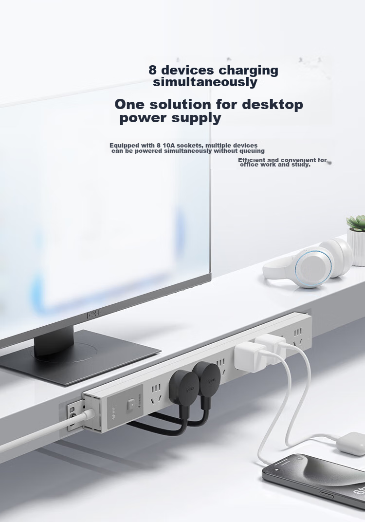 BULL Lightning Protection PDU Desktop Overload And Overpower Protection Under-Desk Gaming Cabinet Socket/power Strip/extension Cord/surge Protector, 8 Outlets with Master Switch, 3-Meter Specification GNE-P108ET 4