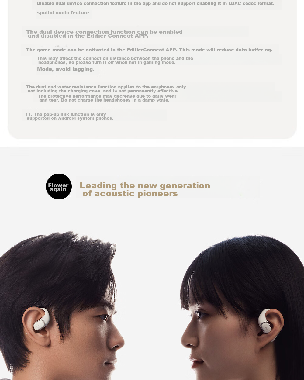EDIFIER Evo Open Bluetooth Headphones, Open-Style Sports Earphones, Long Battery Life, Comfortable And Secure Fit, Spatial Audio, Call Noise Reduction, Mother-Of White, Graduation Gift 39
