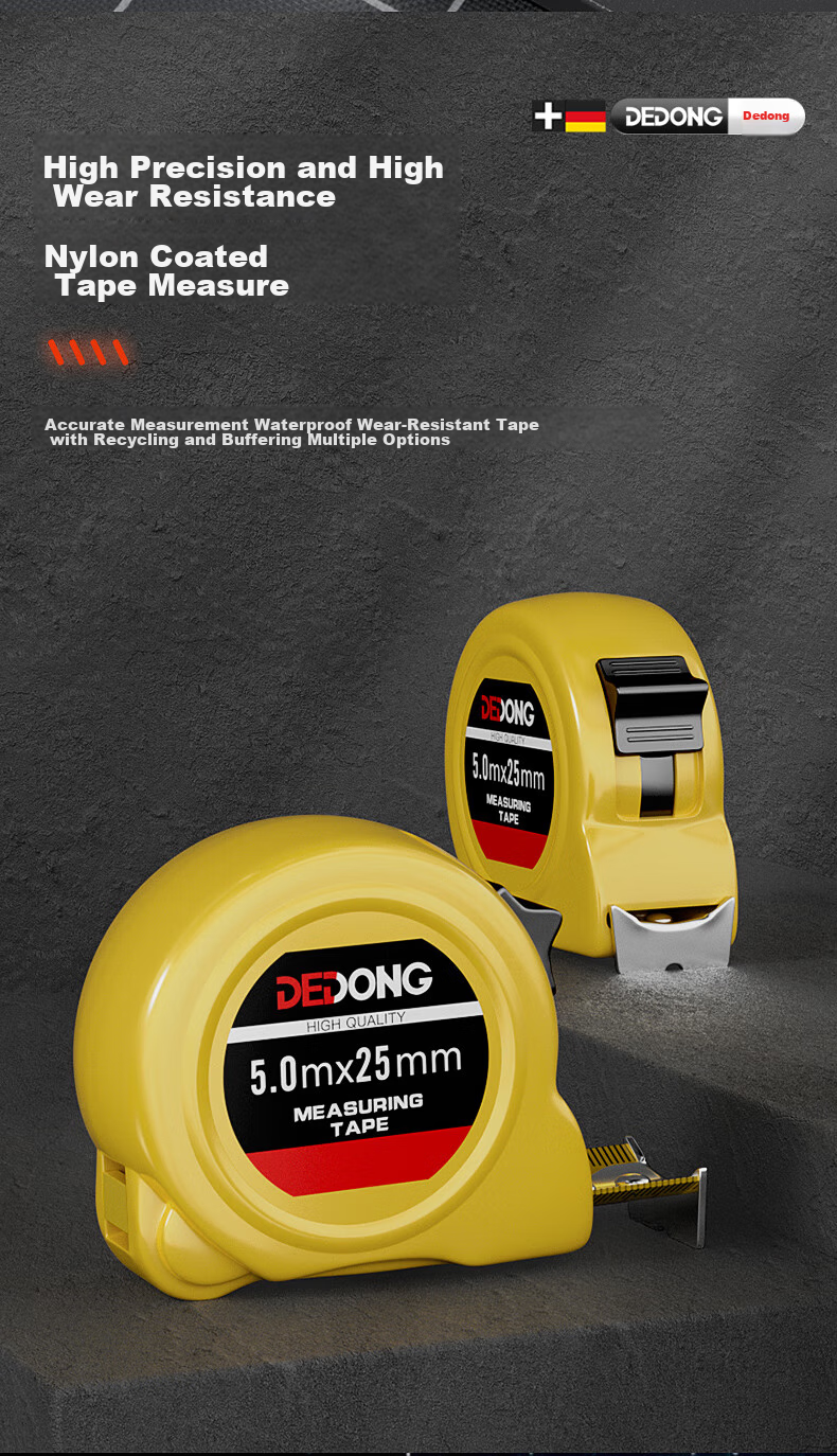 Dedong Steel Tape Measure, Authentic Precision Meter Ruler Box Ruler Stainless Steel Construction Site Engineering Special Anti-Cut Hand Ring Ruler High Precisio 6