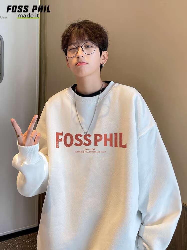 Foss Phil Casual Sweatshirt for Men, Spring And Autumn New Year Long-Sleeve T-Shirt, Base Layer for Year of The Horse Zodiac, Red Top FPW3 Size L 17