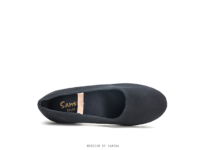 Sansha Ethnic Belly Dance Canvas Upper Ballet Flats, Teacher Practice Shoes, Exam Shoes CL35C, Black, Size 39 6