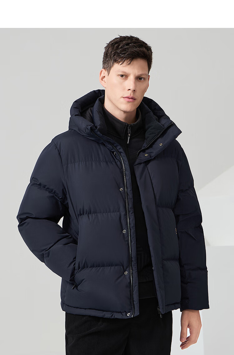 DANCING WOLVES [Black Graphene + 90% Duck Down] Winter Hooded Thick Warm Men's down Jacket, Style 001 Black, Size 180 14