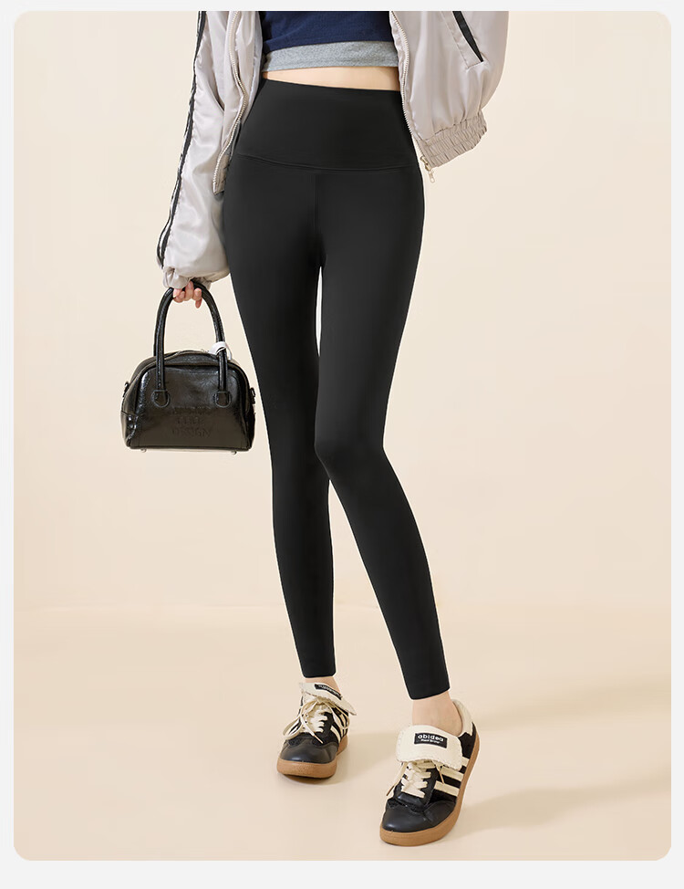 MiiOW Fleece-Lined Shark Pants for Women, Autumn And Winter Thickened, 2025 New Style, High-Waisted, Tummy Control, Camellia Moisturizing, Outer Wear, Yoga Leggings 14