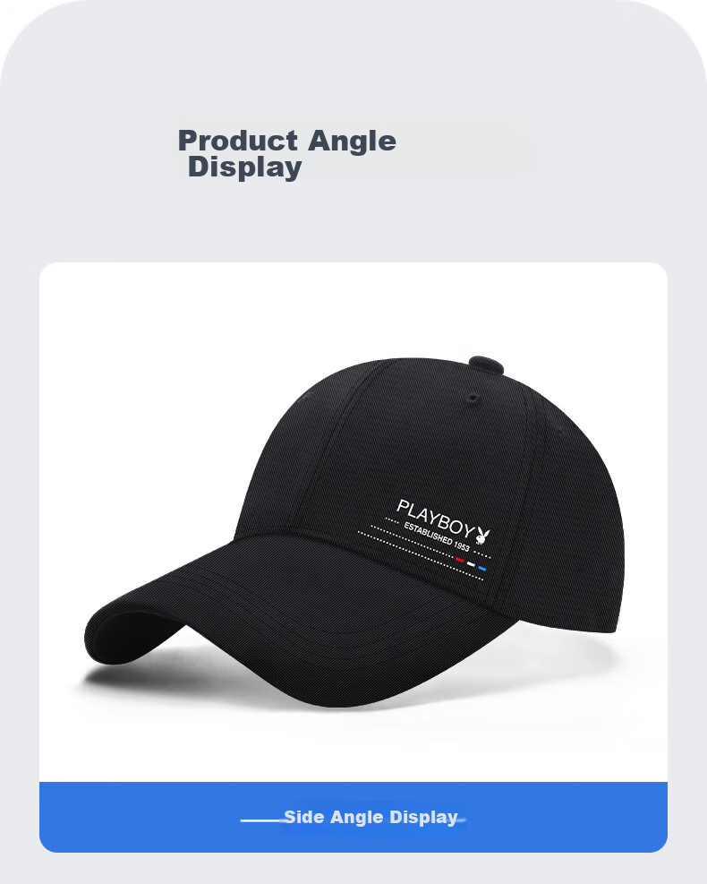 PLAYBOY Baseball Cap for Men, Trendy Casual Versatile Summer And All-Season Middle-Aged Outdoor Sun Protection Travel Visor Hat for Fishing 10