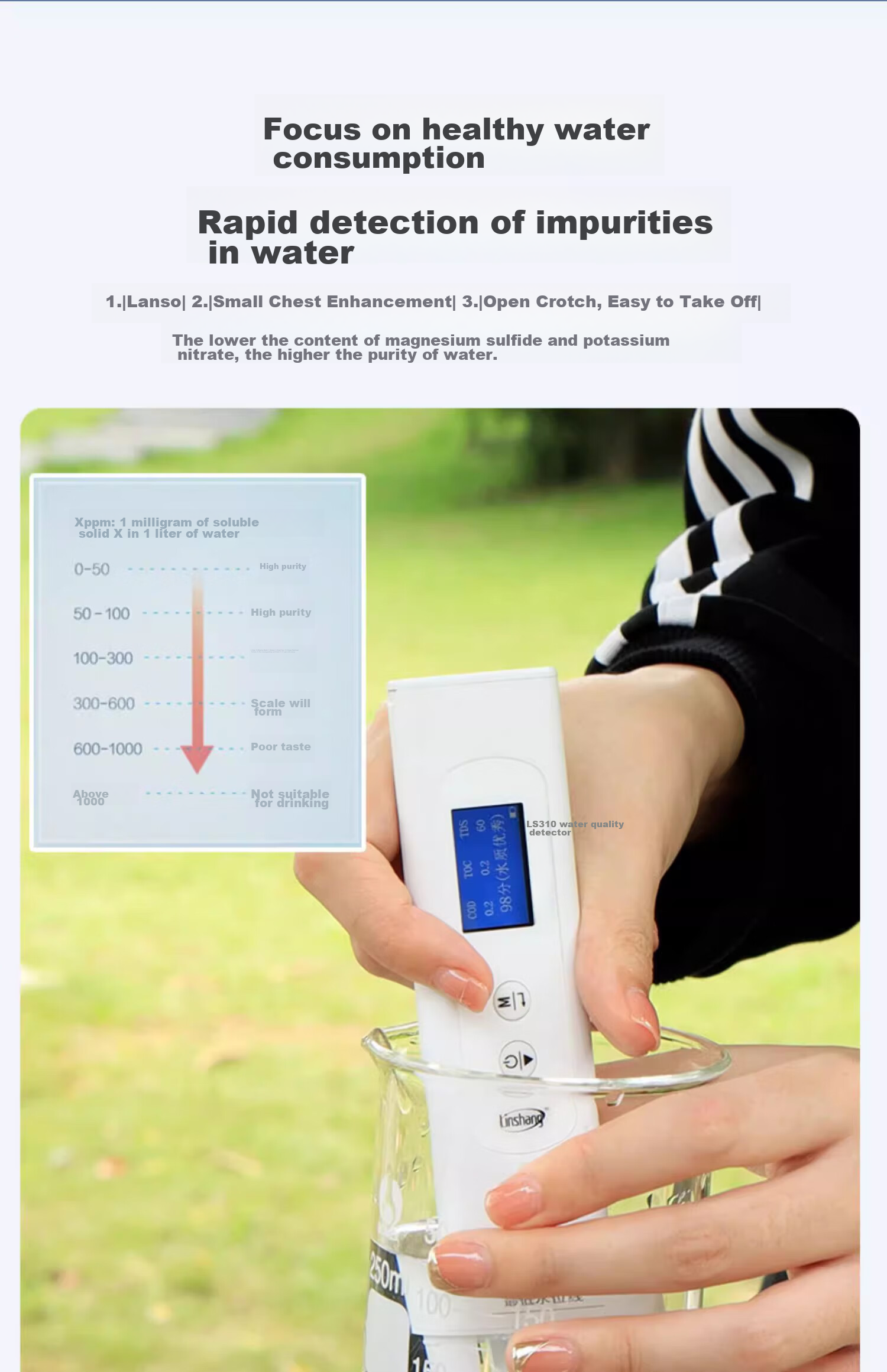 Linshang Multi-Function Water Quality Testing Pen LS310, Drinking Water Conductivity TDS Tester, COD Water Quality Tester, Water Testing Pe 11