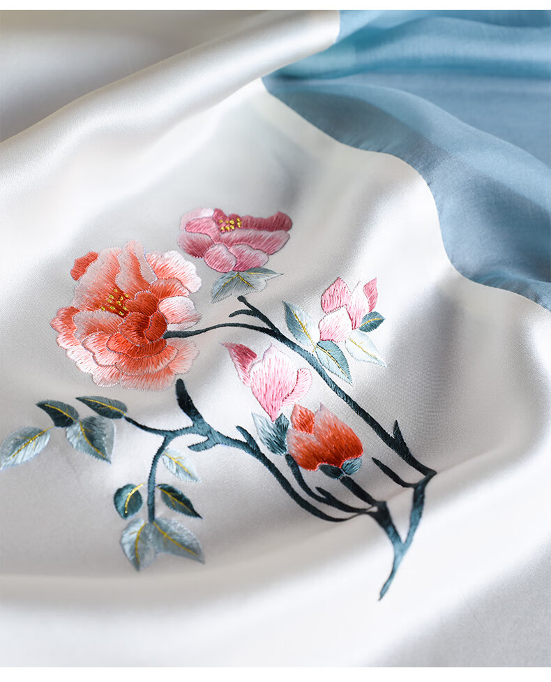 Hangsifu Handmade Suzhou Embroidery Silk Scarf Shawl Wrap, Autumn And Winter Neck Protection Warm Scarf, Birthday Gift for Mom, Gift Box 16