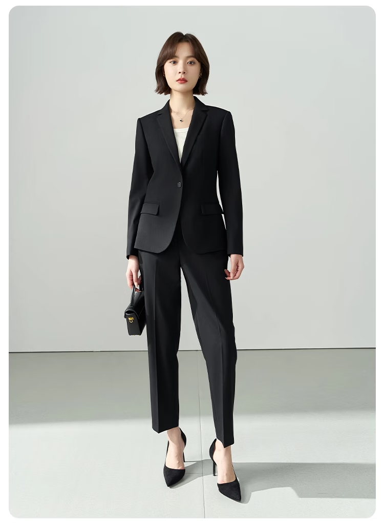Miss Bird Lucky Series Black Professional Suit Set Women's Civil Service Interview Formal Commuter Elegant Blazer Set 14