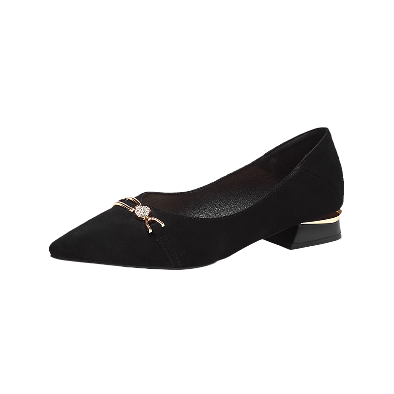 DAPHNE Women's Single Shoes, Professional Work Shoes, Fashionable Elegant Pointed Toe, Chunky Heel, Square Heel, Comfortable Versatile Single Shoes for Women 4622101003 Black 35