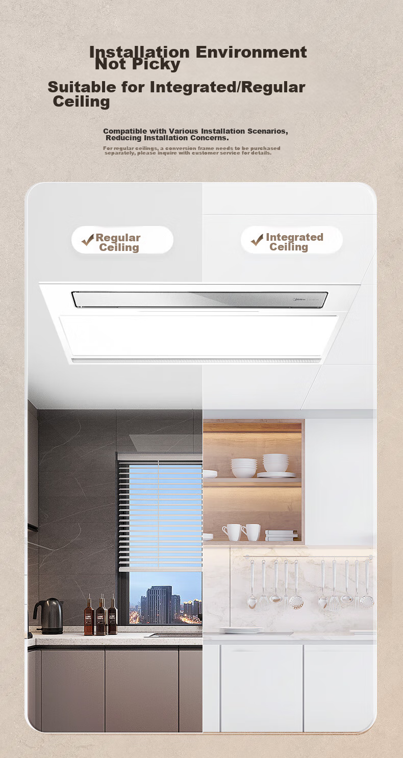 Midea Ceiling-Mounted Integrated Kitchen And Bathroom Lighting, Remote-Controlled Exhaust Fan with Ionization, Deodorizing, And Sterilization Functions B8P 14
