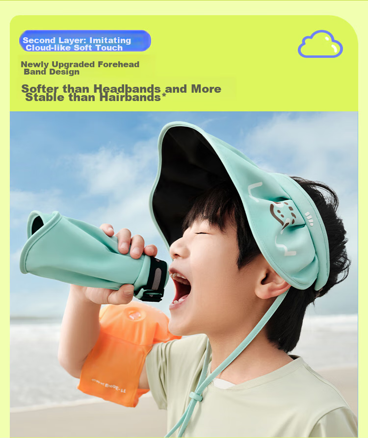 Beneunder Children's Sun Protection Hat Sunshade Cap Open Top Hat Unisex Kids Black Coated Shell Hat BM552 Assorted Gummies 50-54cm 17