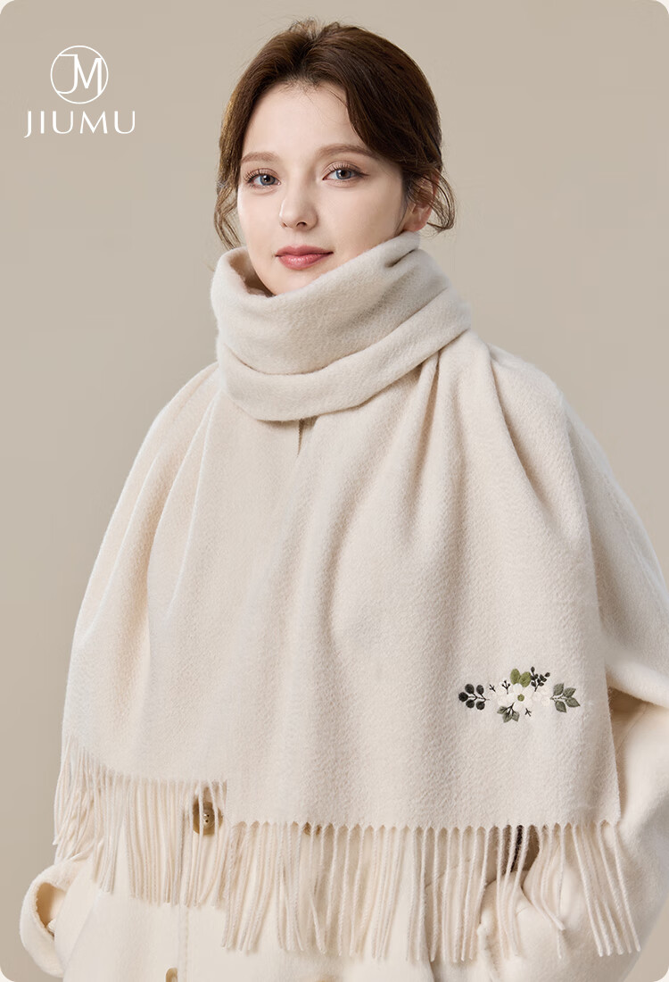 JIUMU Pure Wool Scarf for Women, Autumn And Winter Neck Warmer, Warm Shawl, Gift for Women And Mothers, Mid-Autumn Festival Birthday Gift Box Set 1