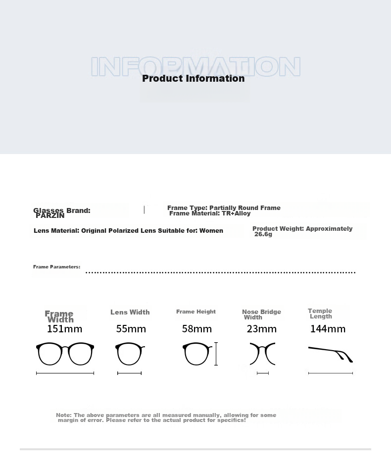 PARZIN Polarized Sunglasses for Women, Retro Large Frame Sun Protection Glasses, Driving Fashionable Sunglasses Gift PZ9913 8