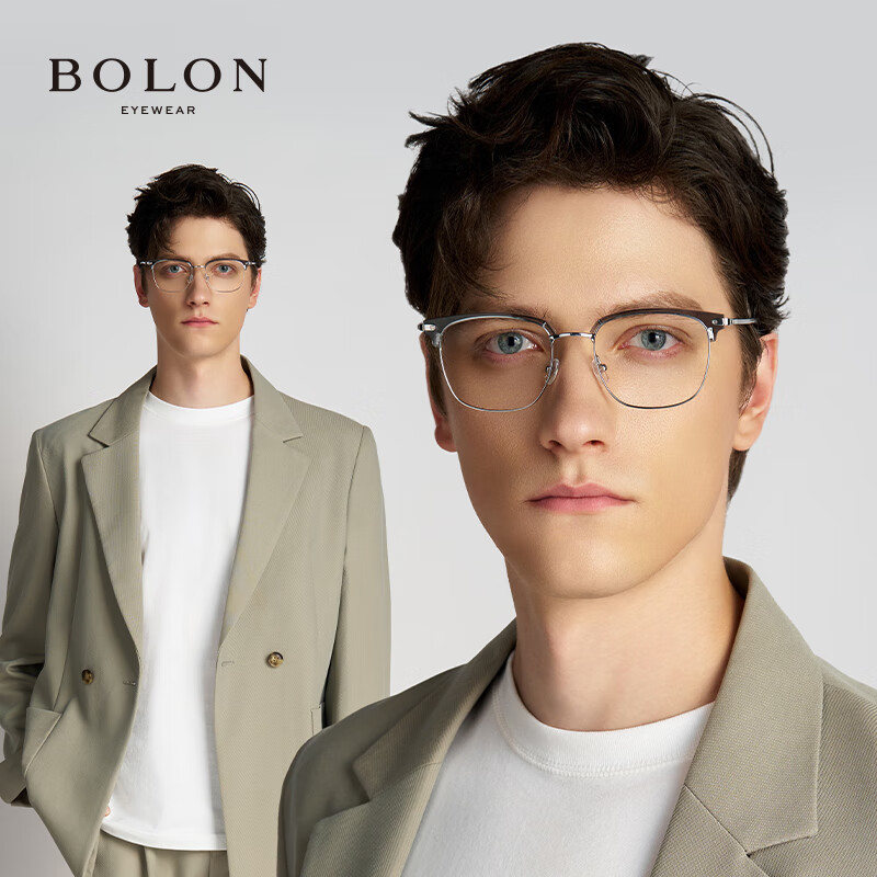 BOLON Eyeglasses, Lightweight Business Versatile Browline Frame, D-Shaped Optical Frame, Can Be Fitted with Prescription Lenses, Myopia Glasses Frame BJ610516